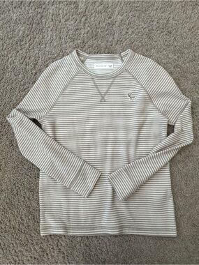 Abercrombie & Fitch Kids Striped Crewneck Sweater - Cream & Tan
